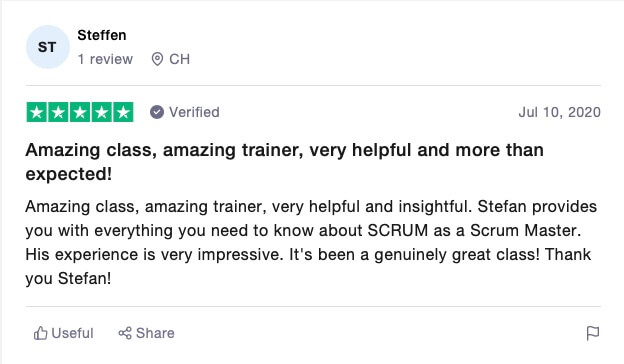 Amazing class, amazing trainer, very helpful and insightful!