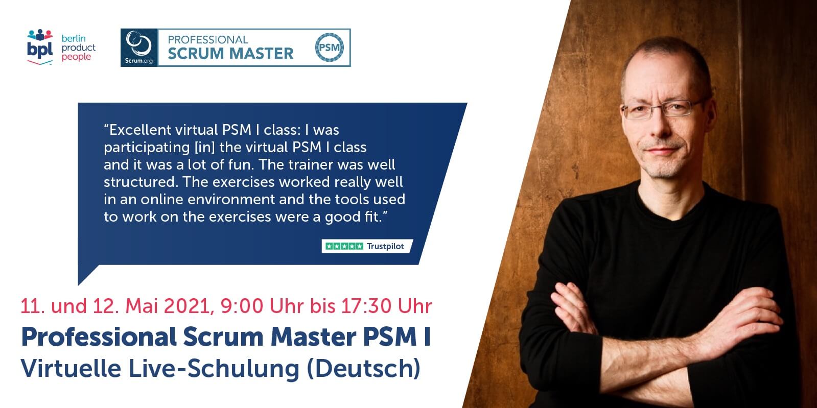 Professional Scrum Master Schulung mit PSM I Zertifikat — Online: 11. und 12. Mai 2021 — Berlin Product People GmbH