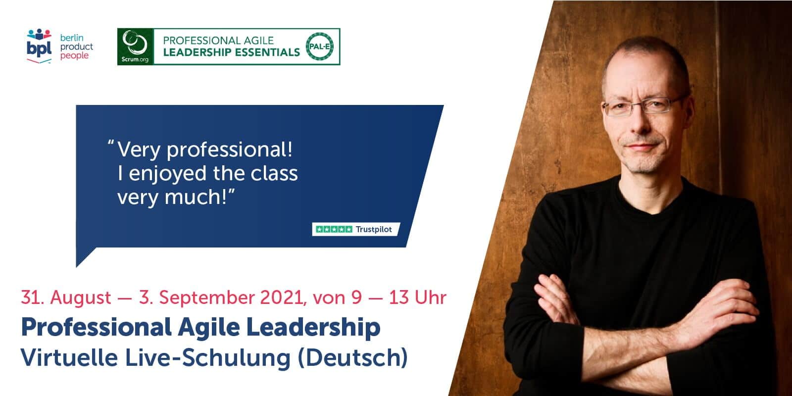 Professional Agile Leadership Essentials Schulung mit PAL-E Zertifikat September 2021 — Berlin Product People GmbH