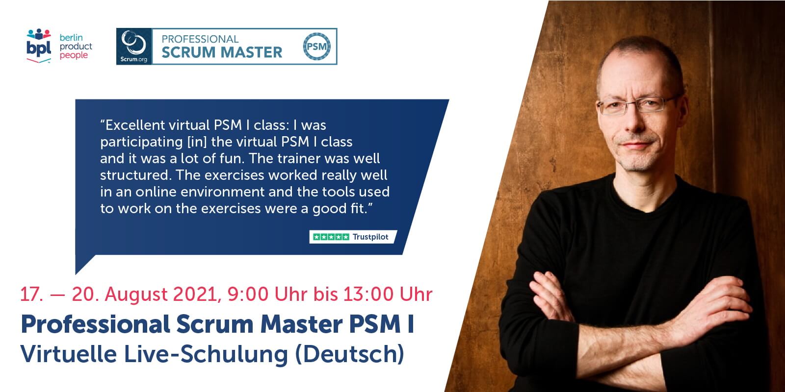 Professional Scrum Master Online Training mit PSM-Zertifikat — 17. - 20. August 2021 — Berlin Product People GmbH