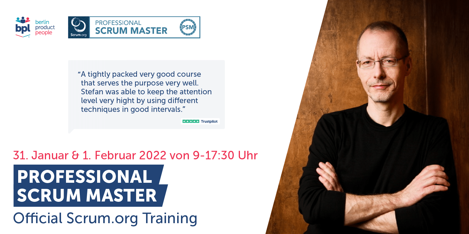 Professional Scrum Master Onlineschulung mit PSM I Zertifizierung — 31. Januar bis 1. Februar 2022 — Berlin Product People GmbH