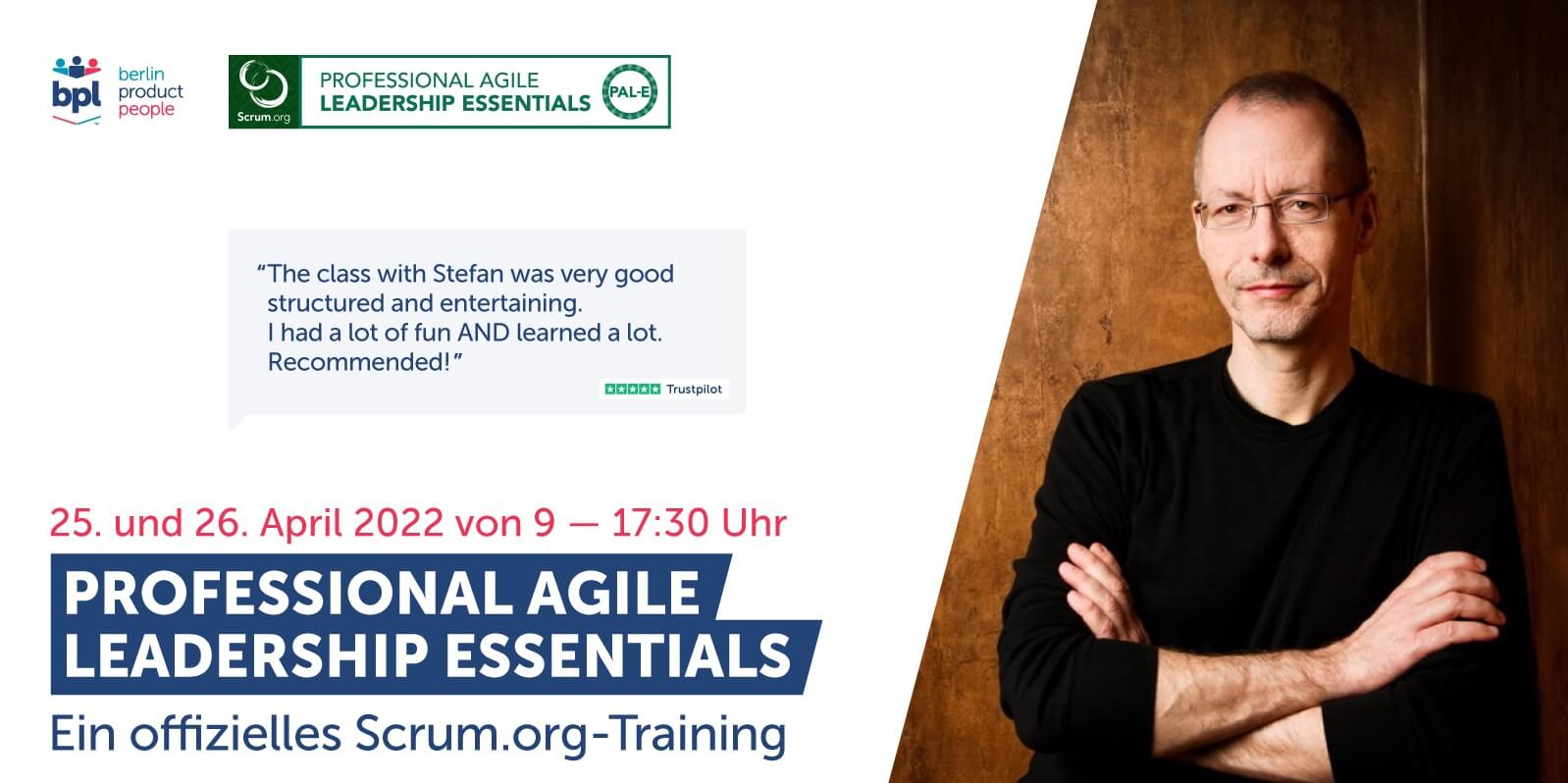 Professional Agile Leadership Essentials Training PAL-E April 2022 Berlin Product People GmbH