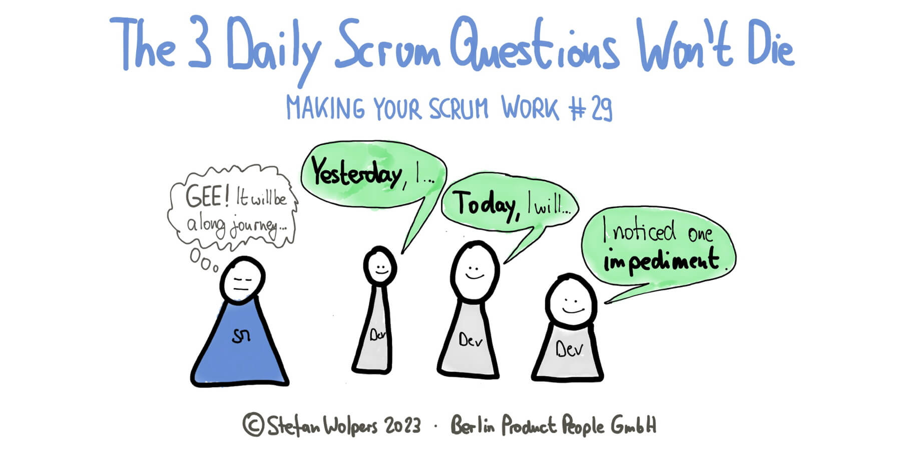 Die drei Daily Scrum Fragen werden nicht verstummen - Making Your Scrum Work (29) — Making Your Scrum Work (29) — Berlin-Product-People.com