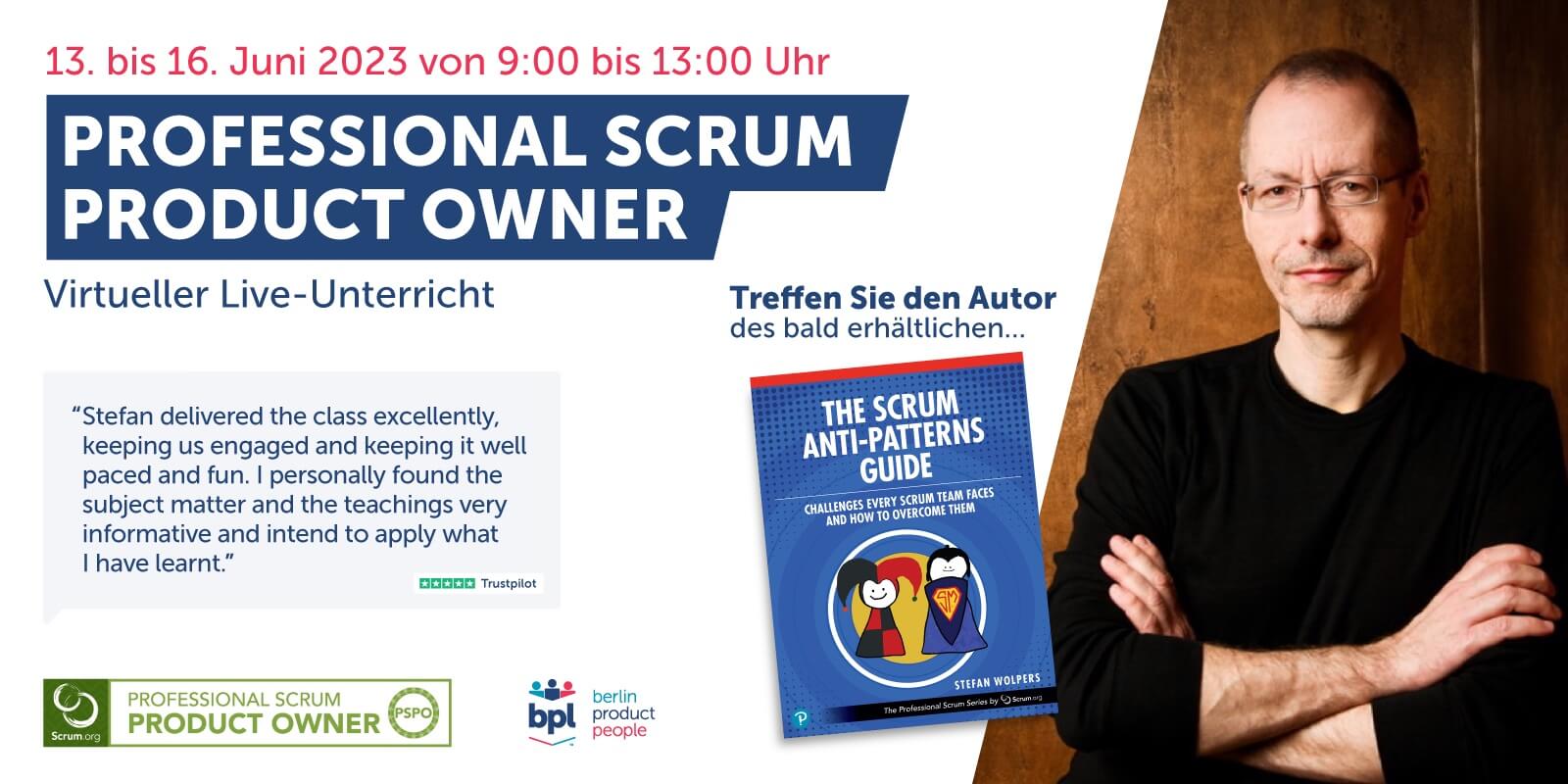 Professional Scrum Product Owner Training mit PSPO Zertifikat – 13. bis 16. Juni 2023 — Berlin-Product-People.com